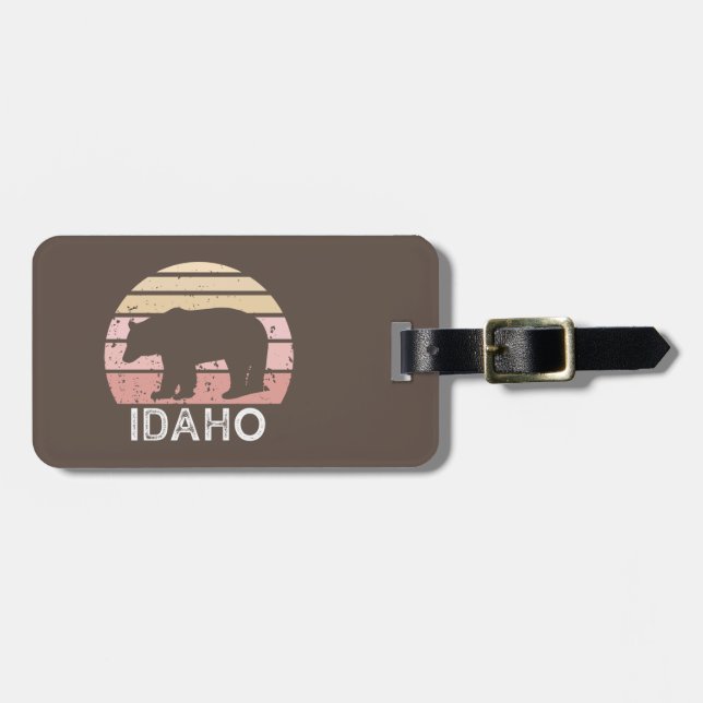 Etiqueta De Bagagem Urso Retroativo Idaho (Frente Horizontal)