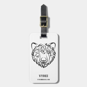 Etiqueta De Bagagem Urso Tribal Negro e Branco