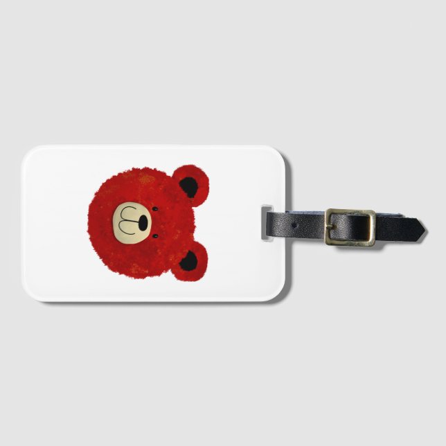 Etiqueta De Bagagem Urso Vermelho (Frente Horizontal)