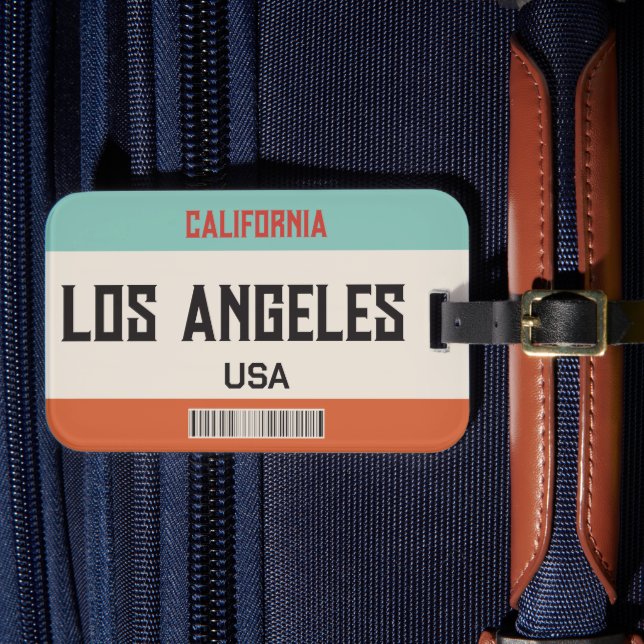 ETIQUETA DE BAGAGEM USA LOS ANGELES CALIFORNIA LISENCE PLATE (Frente Insitu 4)