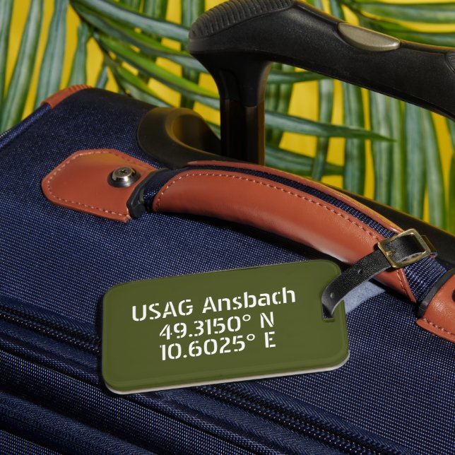 Etiqueta De Bagagem USAG Ansbach Latitude Longitude (Frente Insitu 3)