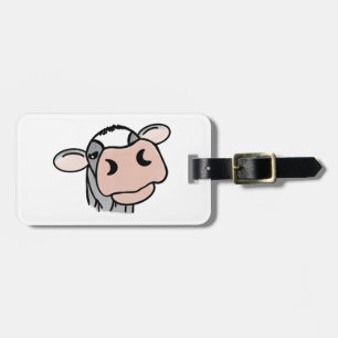 Etiqueta De Bagagem vaca de desenho animado preto branco rosa beijo ci