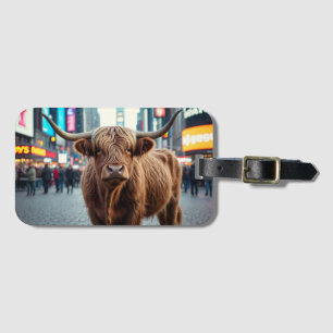 Etiqueta De Bagagem Vaca Highland na Times Square