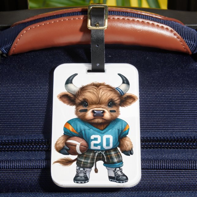 Etiqueta De Bagagem Vacas e Futebol das Highland (Frente Insitu 2)