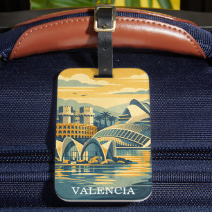 Etiqueta De Bagagem Valência Espanha Vintage - Colorido Minimalista