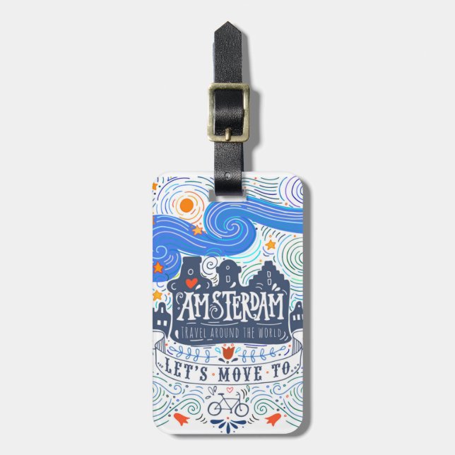 Etiqueta De Bagagem Vamos Mover Para Amsterdã (Frente Vertical)