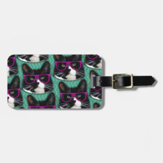 Etiqueta De Bagagem Vamos Óculos Tuxedo Cat Patterno