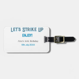 Etiqueta De Bagagem Vamos sobe cinza azul feliz nome de 10 anos