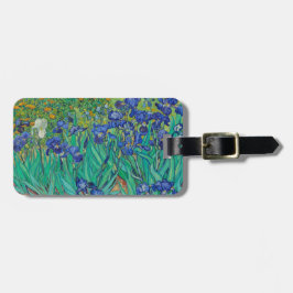 Etiqueta De Bagagem Van Gogh Irises. impressionismo floral azul