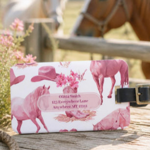 Etiqueta De Bagagem Vaqueira Rosa Western
