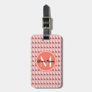 Etiqueta De Bagagem Veado De Salmão Rosa, Monograma Personalizado, Per