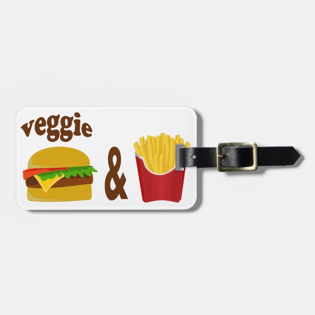 Etiqueta De Bagagem Veggie Burger e Fries (Frente Horizontal)