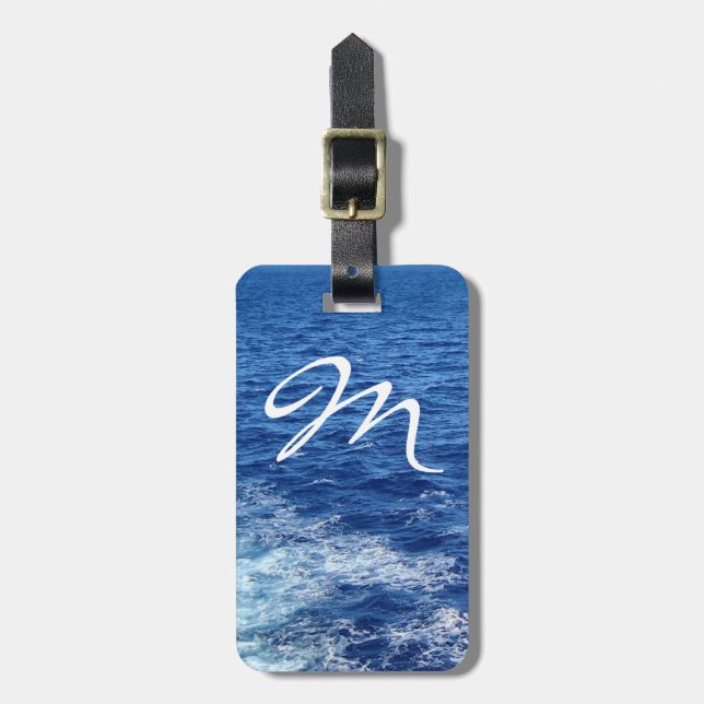 Etiqueta De Bagagem Veja o mar Monogrammed (Frente Vertical)