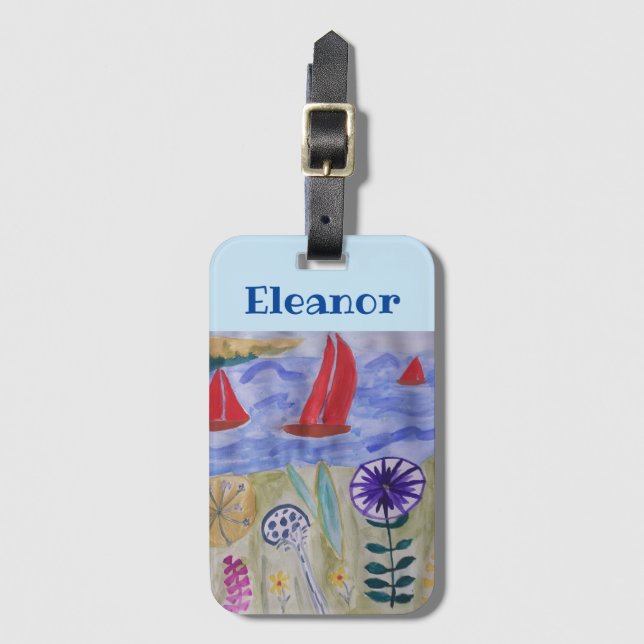 Etiqueta De Bagagem Velas Vermelhas e Flores (Frente Vertical)