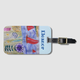 Etiqueta De Bagagem Velas Vermelhas e Flores