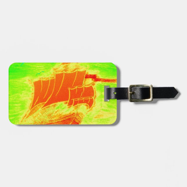 Etiqueta De Bagagem veleiro fluorescente (Frente Horizontal)