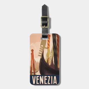 Etiqueta De Bagagem Veneza Itália Viagem Arte Gôndola Veneza Antiga