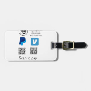 Etiqueta De Bagagem Vênmo paypal scan para pagar o texto do logotipo d