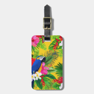 Etiqueta De Bagagem Verão Bloom Tropical Toucan deixa aquarela