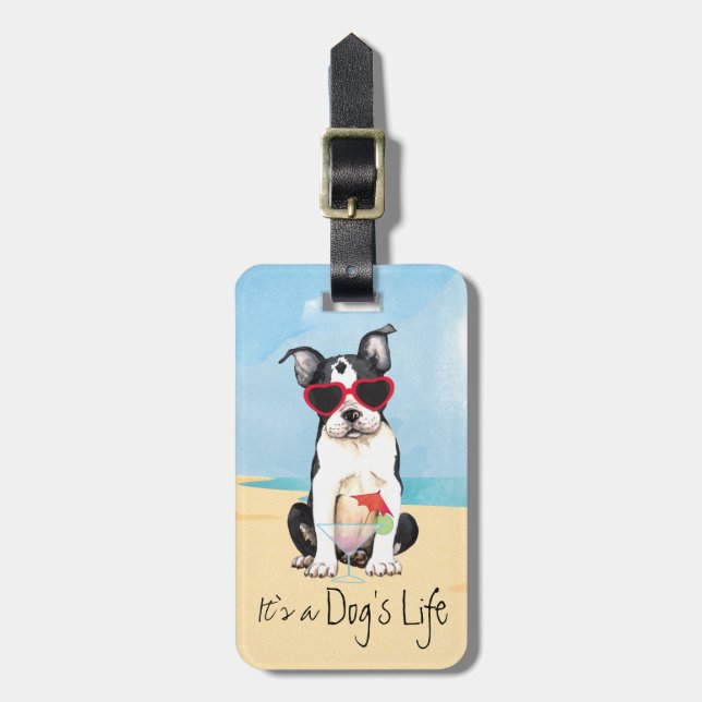Etiqueta De Bagagem Verão de Boston Terrier (Frente Vertical)