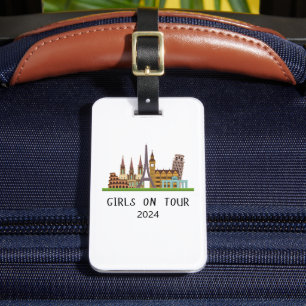 ETIQUETA DE BAGAGEM VERÃO EUROPEU PERSONALIZÁVEL MENINAS EM TOUR