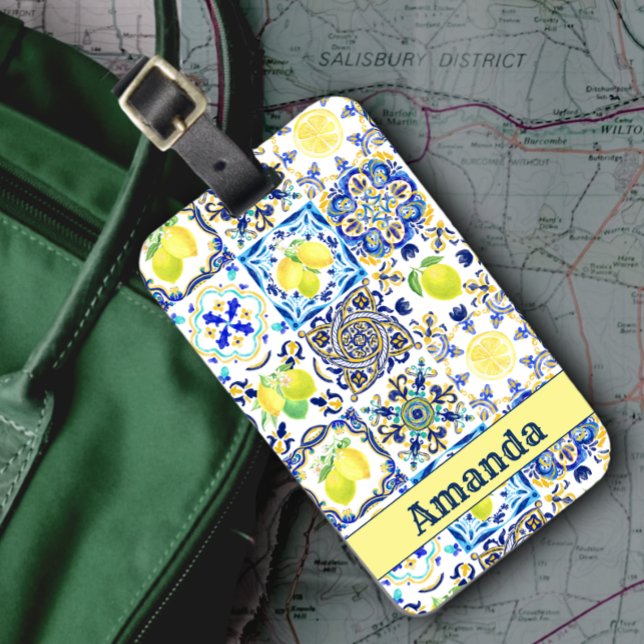 Etiqueta De Bagagem Verão Siciliano Maiolica (Criador carregado)