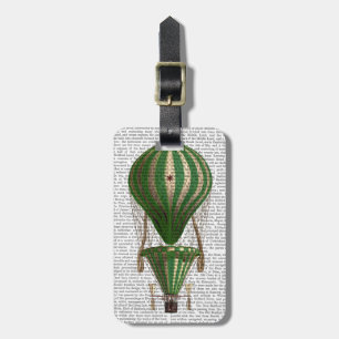 Etiqueta De Bagagem Verde-balão de ar quente em camadas