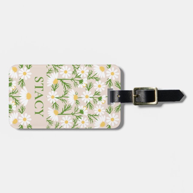Etiqueta de Bagagem Verde da Flor Personalizada (Frente Horizontal)