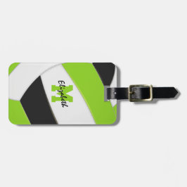 Etiqueta De Bagagem verde limão preto no time dá voleibol