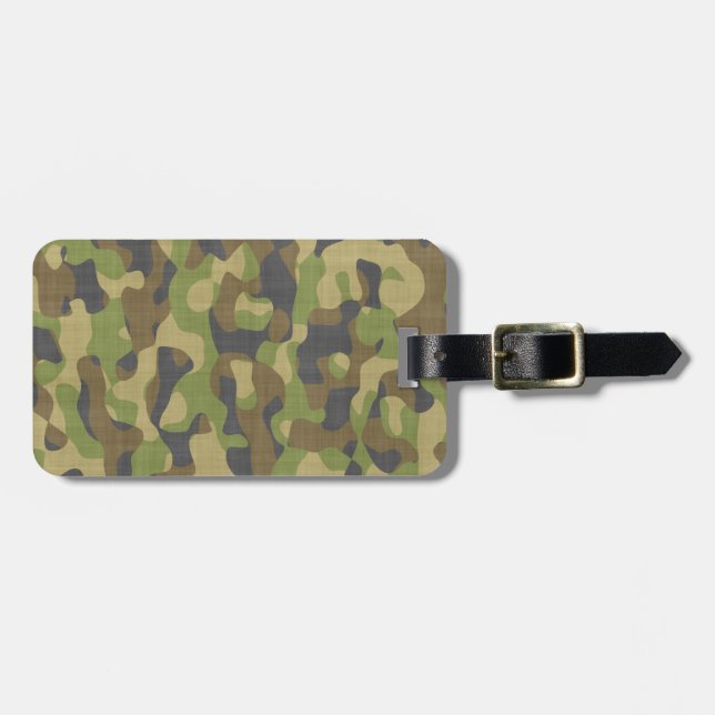 Etiqueta De Bagagem Verdes & marrons de Camo (Frente Horizontal)