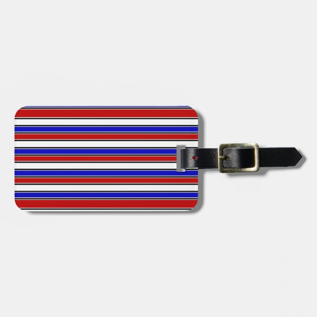 Etiqueta de bagagem vermelha, branca e azul (Frente Horizontal)