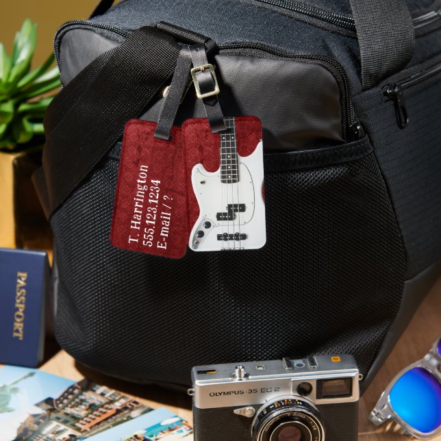 Etiqueta de Bagagem Vermelha Personalizada de Viol (Frente e verso)