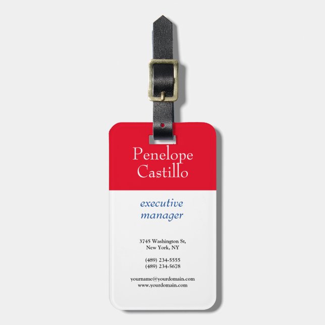 Etiqueta De Bagagem Vermelho Azul Simples, Simples e Profissional Mode (Frente Vertical)