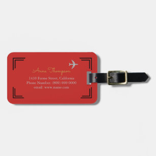 Etiqueta De Bagagem vermelho básico e elegante