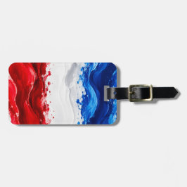 Etiqueta De Bagagem Vermelho Branco e Azul patriótico de dois lados