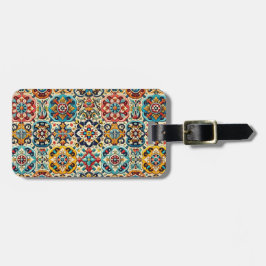 Etiqueta De Bagagem Vermelho Colorido e Blues Mexicanos, com Mala Pers