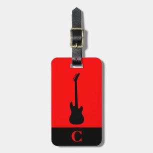Etiqueta De Bagagem Vermelho de Guitarra de Bass Elétrica de Monogram