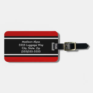 Etiqueta De Bagagem Vermelho e Preto Personalizado