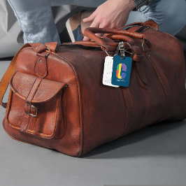 Etiqueta De Bagagem Vermelho roxo verde vermelho Monograma inicial C a