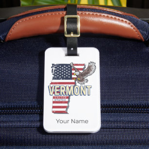 Etiqueta De Bagagem Vermont United States Retro State Map Vintage EUA