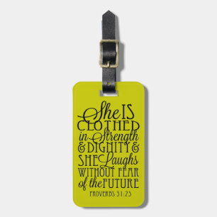 Etiqueta De Bagagem Vestido na força & na dignidade