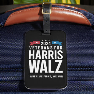 Etiqueta De Bagagem Veteranos Para Harris Walz 2024 Presidencial