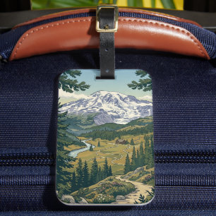 Etiqueta De Bagagem Viagem ao Parque Nacional Mount Rainier Vintage