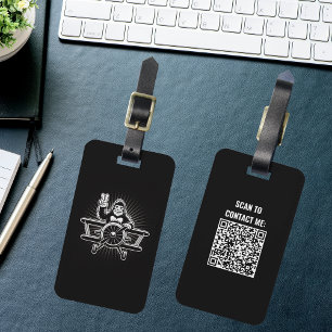 Etiqueta De Bagagem Viagem Bigfoot Avião Voador Código QR Engraçado