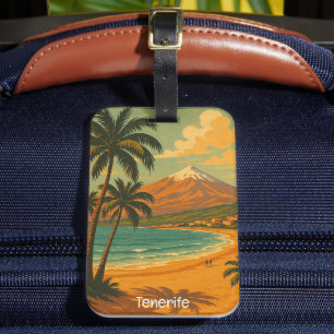 Etiqueta De Bagagem Viagem Clássica Tenerife Ilha Canária Monte Teide