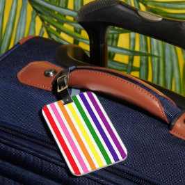 Etiqueta De Bagagem Viagem com Listras Verticais Arco-íris e Branco