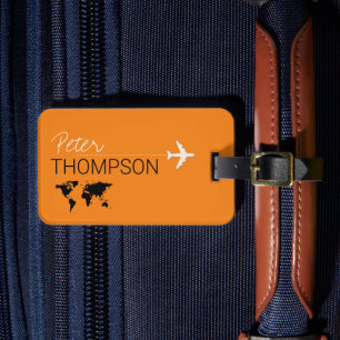 Etiqueta De Bagagem Viagem de aero laranja personalizado e elegante
