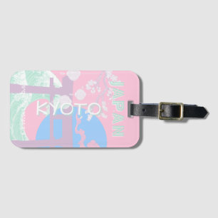 Etiqueta De Bagagem Viagem de Arte de Quioto no Japão, Pink Preppy Art