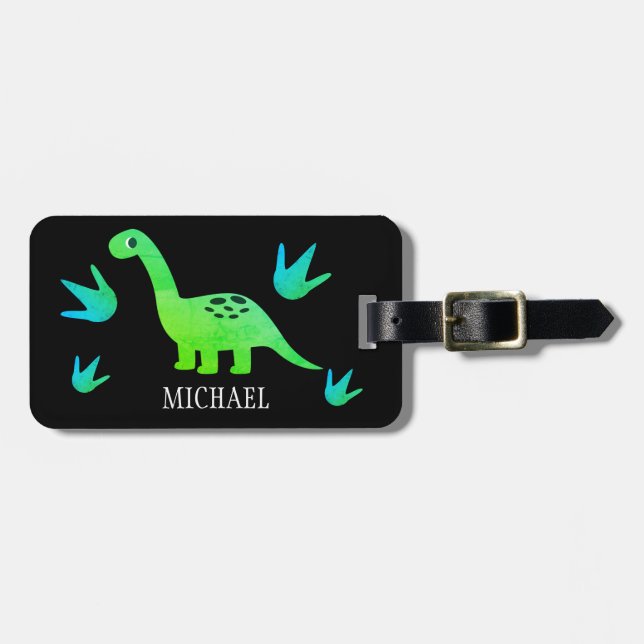 Etiqueta De Bagagem Viagem de dinossauro personalizado (Frente Horizontal)