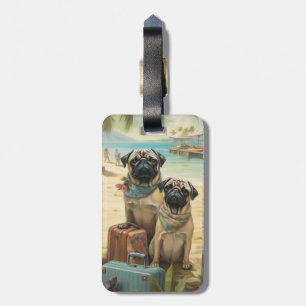 Etiqueta De Bagagem Viagem de férias de casal de Pug 